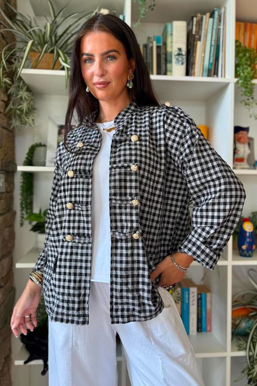 Nonni Gingam Napoleon Jacket Black